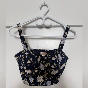 Bog Collective Floral Cropped Camisole with Adjustable Straps